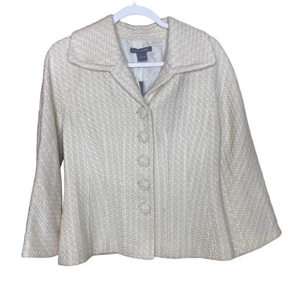 Ann Taylor Creme Colored Tweed Blazer Size 6 Retails  198$ It’s NEW - Picture 1 of 8